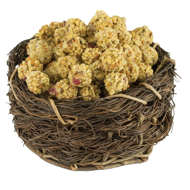 Lafeber Pellet-Berries Sunny Orchard,"Round pellet treats in a woven twig nest"