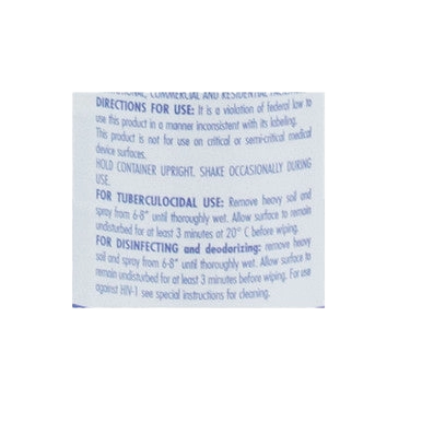 Tek-Trol® Disinfectant,"Close-up of product label with directions text"