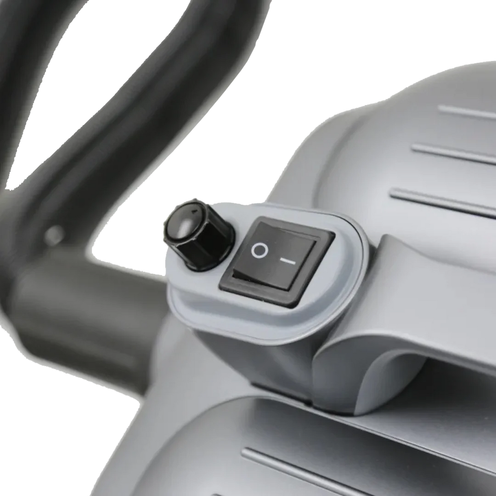 Duo-Surge Max Power & Airflow Dryer by Waggz,"Close-up of gray power switch and control knob"