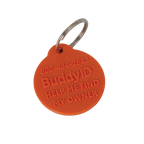 BuddyID®  ISO Microchip,"Round orange pet ID tag with metal key ring"