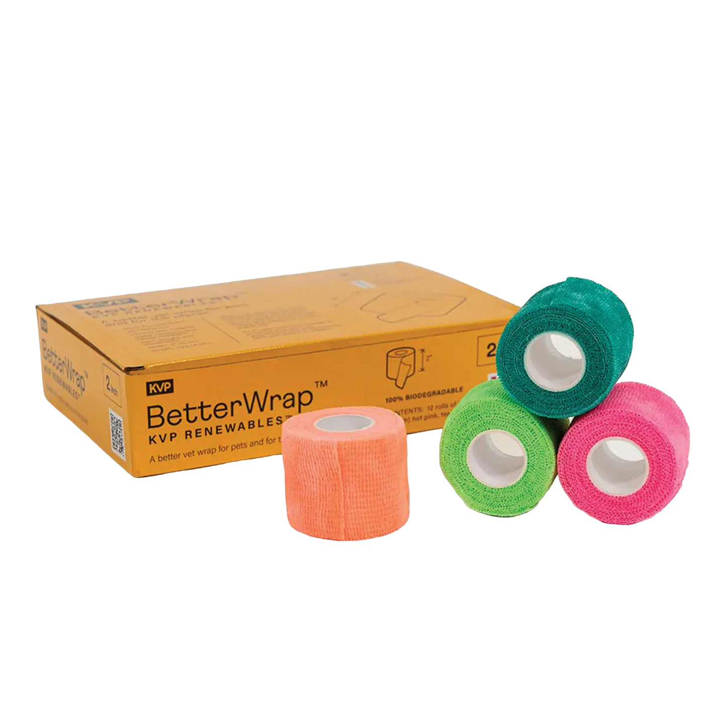 "BetterWrap™ Neon 2""","Assorted neon bandage wrap rolls with product box"
