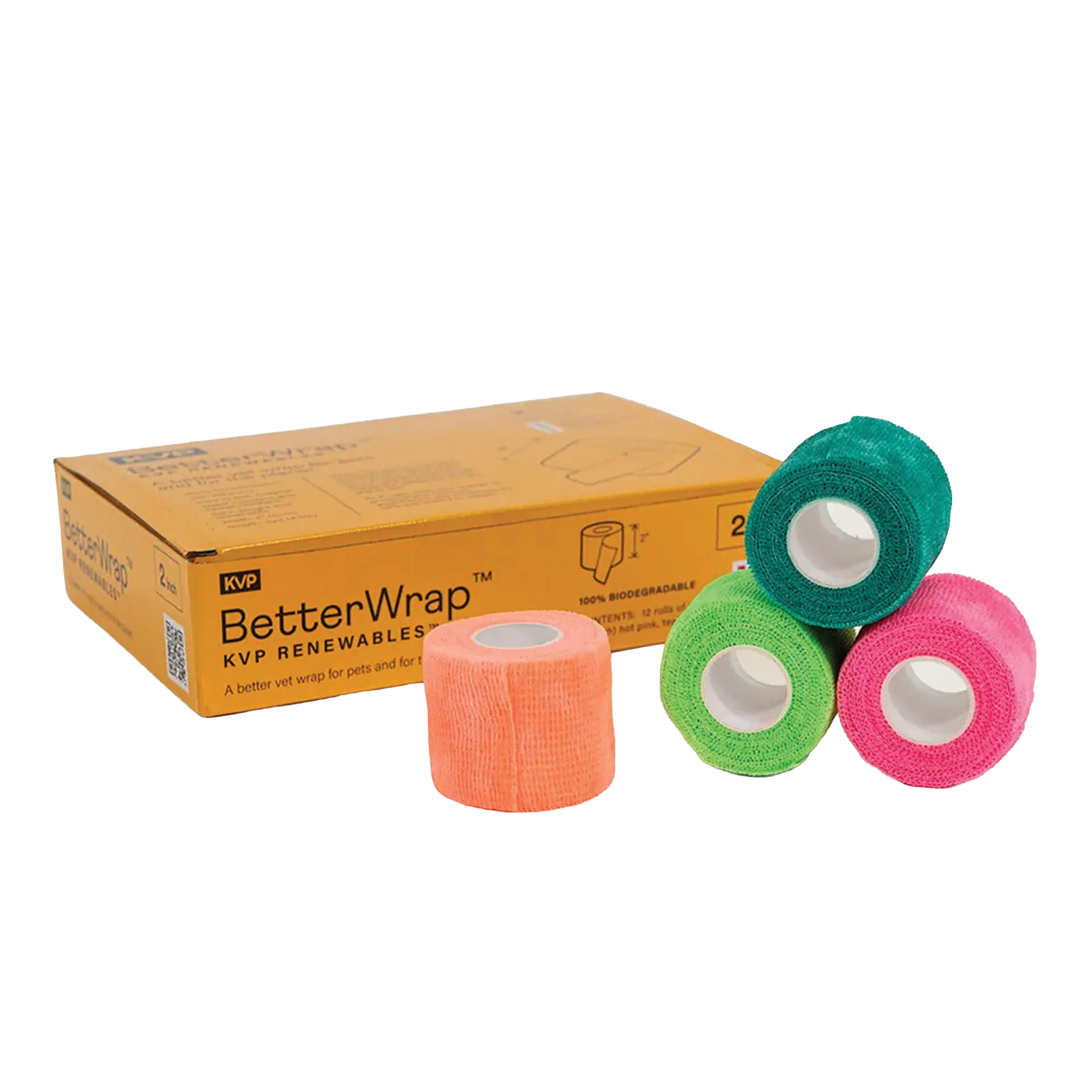 "BetterWrap™ Neon 2""","Assorted neon bandage wrap rolls with product box"