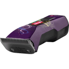 Purple Saphir Cordless Clipper Two Batteries by Heiniger and FREE Blade,"Purple cordless clipper with metal blade, angled front view"