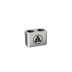 WTA Aluminum Tube Block,"Rectangular metal block with two circular wells"