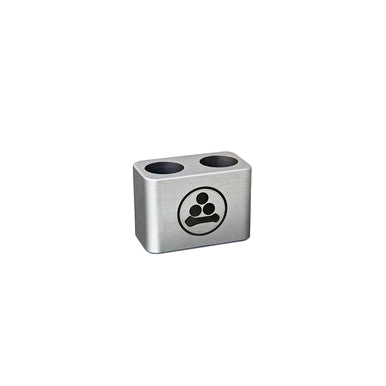 WTA Aluminum Tube Block,"Rectangular metal block with two circular wells"