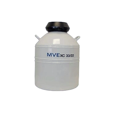 MVE XC 33/22 33.4 liter/154 day tank - holds 1260 - 1/2 mL straws, bulk 1,764,"Cryogenic tank with black lid"