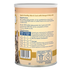 PetAg Healthy Aging Powder,"Back of powder canister with feeding directions label"