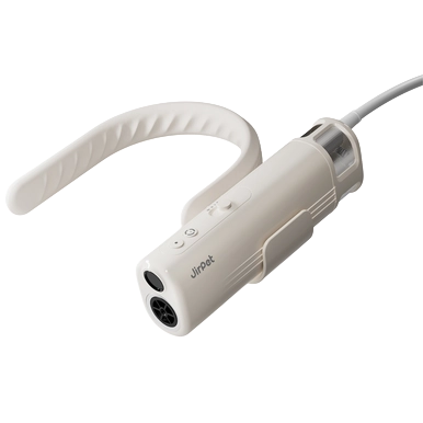 Harmony Neck Dryer and Twin Titan Force Dryer by JirPet,"White handheld dryer with curved neck strap and cord"