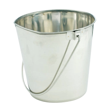 Flat-sided Pails without Hooks,"Metal pail with flat side and wire handle"
