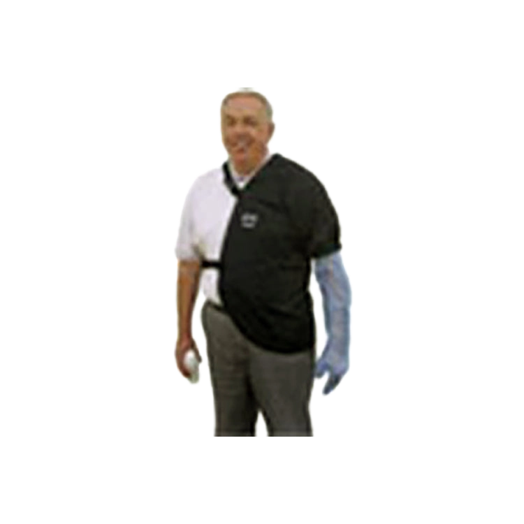 Shoulder Guard,"Person wearing shoulder support shirt with blue arm sleeve"