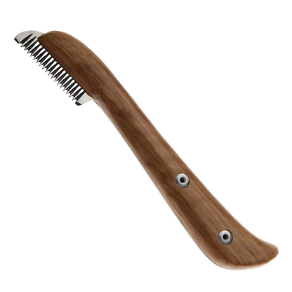Aaronco Medium Stripping Knife,"Wood-handled stripping knife with serrated metal blade"