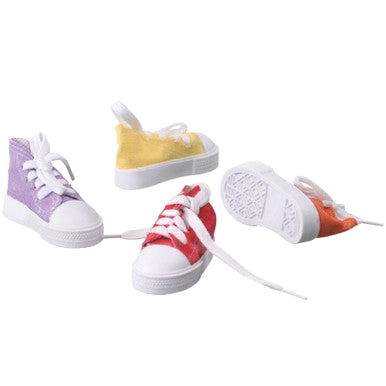 Sneakers,"Set of four miniature canvas sneakers in assorted colors"