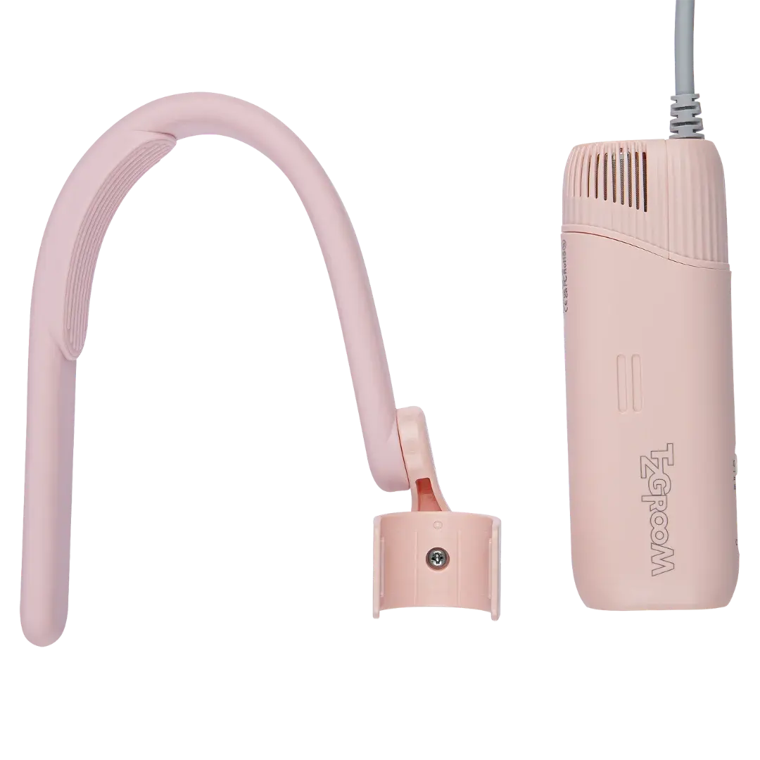 Mini Portable Neck Dryer by TZGroom,"Pink curved neck dryer with separate control unit"