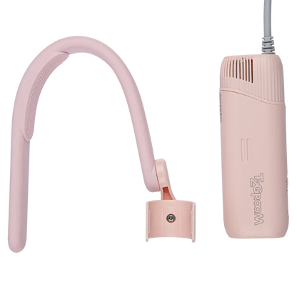 Mini Portable Neck Dryer by TZGroom,"Pink curved neck dryer with separate control unit"
