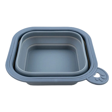 Replacement Collapsible Dog Bowls,"Blue collapsible square pet bowl with paw tab"