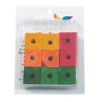 Wood Blocks and Slats,"Nine colored wooden blocks in clear blister tray"