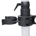 Duo-Sprint Dryer with Movable Dryer Stand by Waggz,"Black clamp mount with attached holder on white pole"