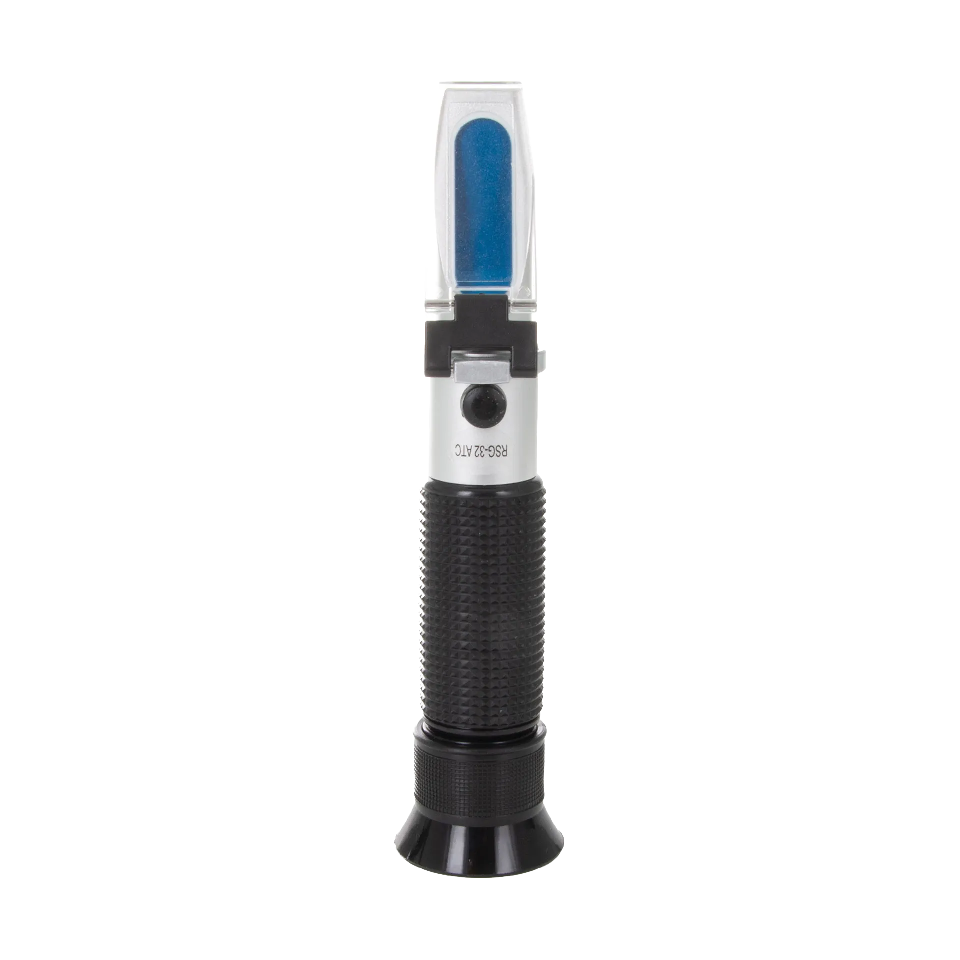 Refractometer,"Handheld refractometer with blue viewing panel"