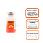 "NeoPar® Parvo Vaccine for Dogs, 10 dose vial","Vaccine vial with orange label and three callout boxes"
