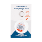 BuddyID® BuddyBadge® Collar Tag with Registration,"Round collar tag on retail display card with key ring"