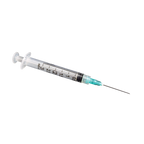Sterile 3ml Syringe Luer Lock 20x1.5,"Clear syringe with attached needle and green hub"
