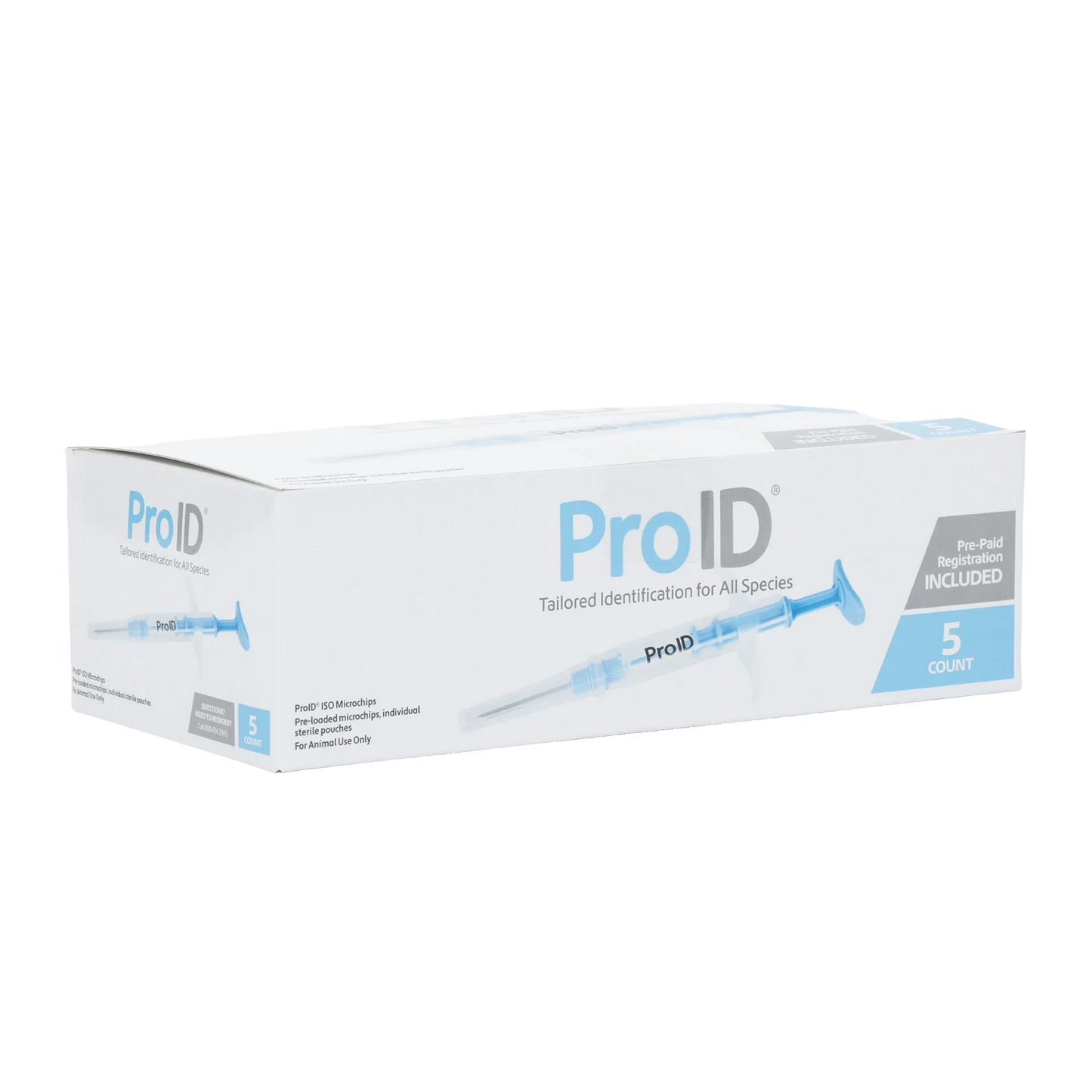 ProID® ISO Microchips,"White box with blue syringe illustration, angled view"