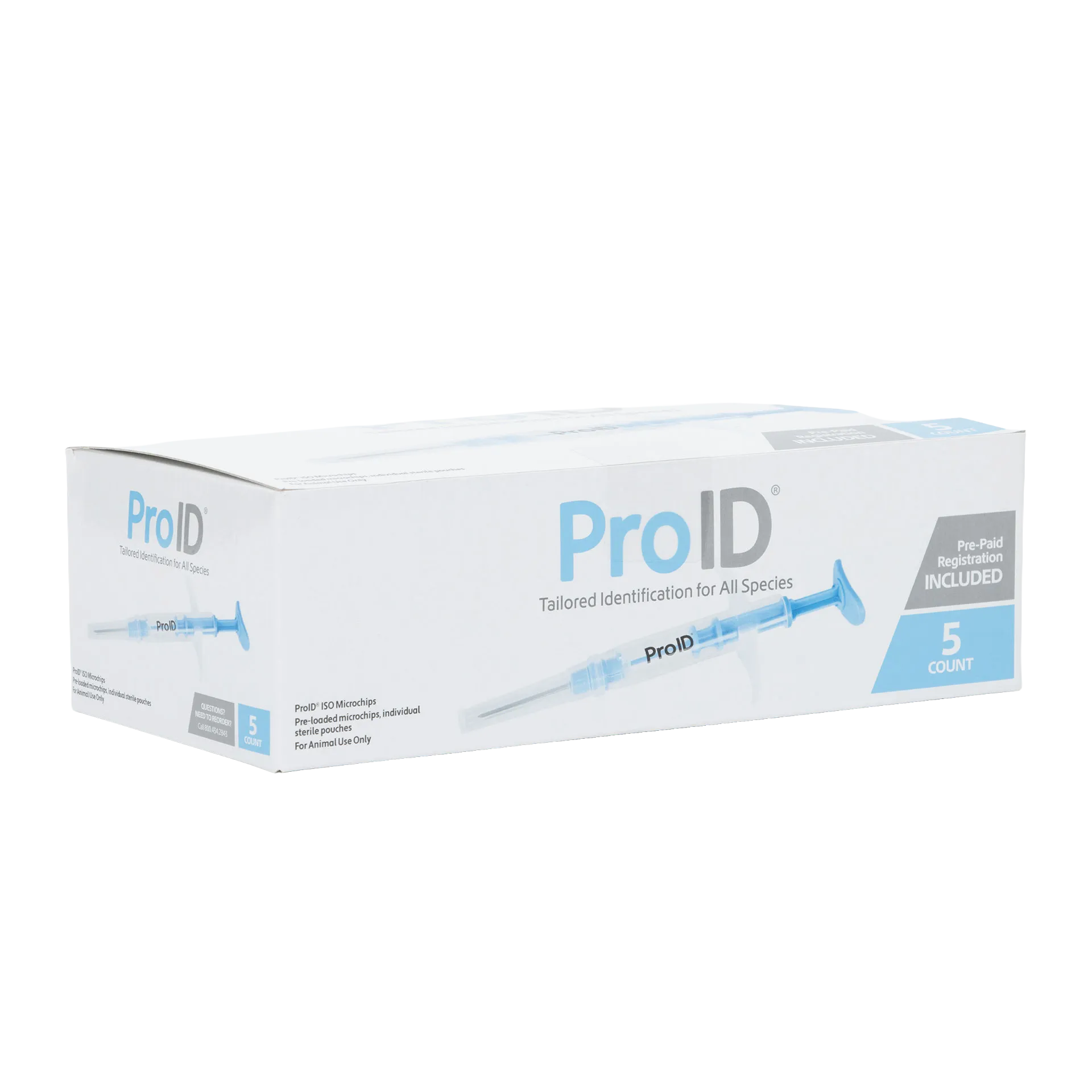 ProID® ISO Microchips,"White box with blue syringe illustration, angled view"