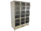 Cage Banks,"Nine-compartment cage bank with barred doors and bottom drawer"