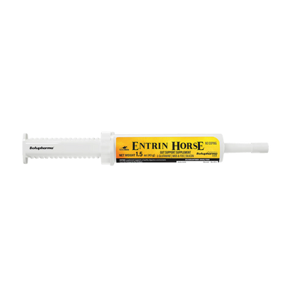 BotuMix Entrin Horse,"Clear oral paste syringe with yellow label"