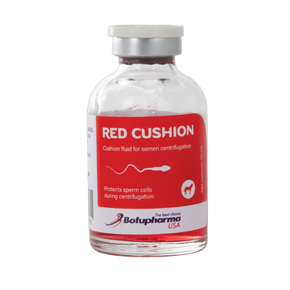 Botu Red Cushion,"Clear glass vial with red liquid and silver cap"
