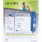 Andis® UltraEdge® Pro Clip AGC Super 2 Animal Clipper,"Blue detachable blade clipper with product box"