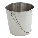 Flat-sided Pails without Hooks,"Open metal pail with wire handle"