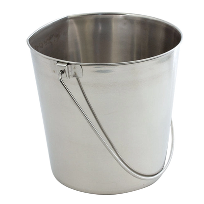Flat-sided Pails without Hooks,"Open metal pail with wire handle"