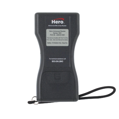 Hero™ Universal Microchip Scanner,"Black handheld scanner with wrist strap"