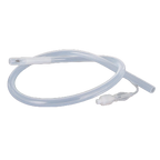Silicone Flush Catheter 34 French,"Coiled clear catheter tubing with attached connector"