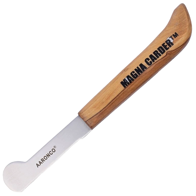 Aaronco Magna Carder Stripping Knife,"Wood-handled stripping knife with curved metal blade"