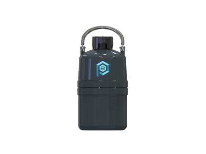 VS2-1 Vapor Shipper,"Dark cylindrical container with screw cap and metal handle"