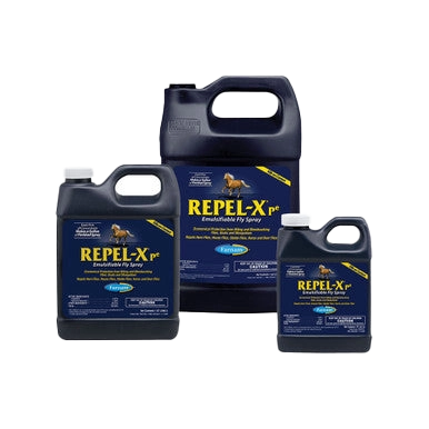 Repel-Xpe Emulsifiable Fly Spray Concentrate,"Three assorted jugs with dark blue handles"
