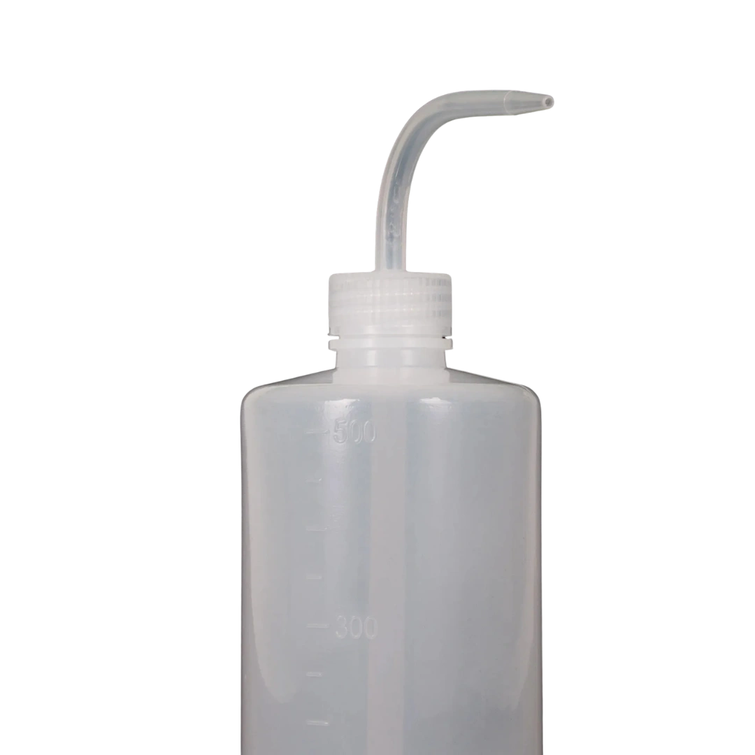 500ml Wash Bottle,"White wash bottle with angled dispensing spout"