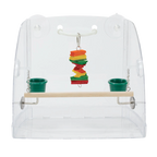 Bird Window Play Center,"Clear window-mounted bird perch with two cups and hanging toy"