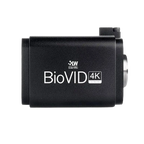 BioVID 4K 8MP Ultra HD Microscope Camera,"Black rectangular microscope camera, side view"