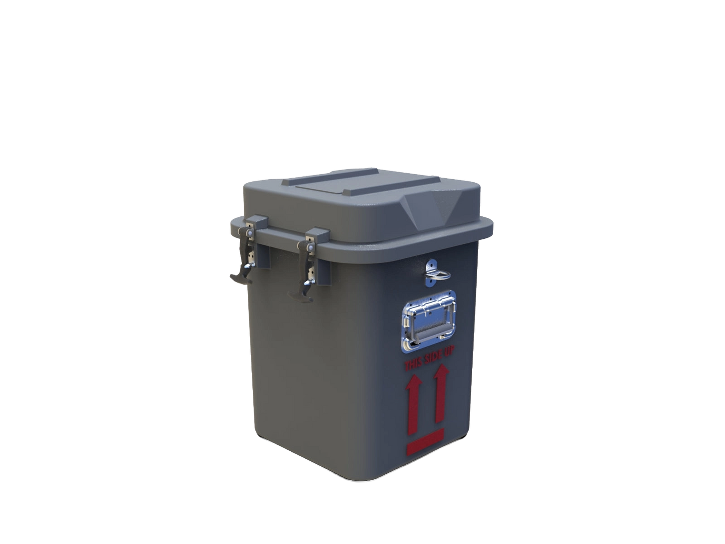 VS4-3 Vapor Shipper,"Gray insulated shipping container with latched lid and side handle"
