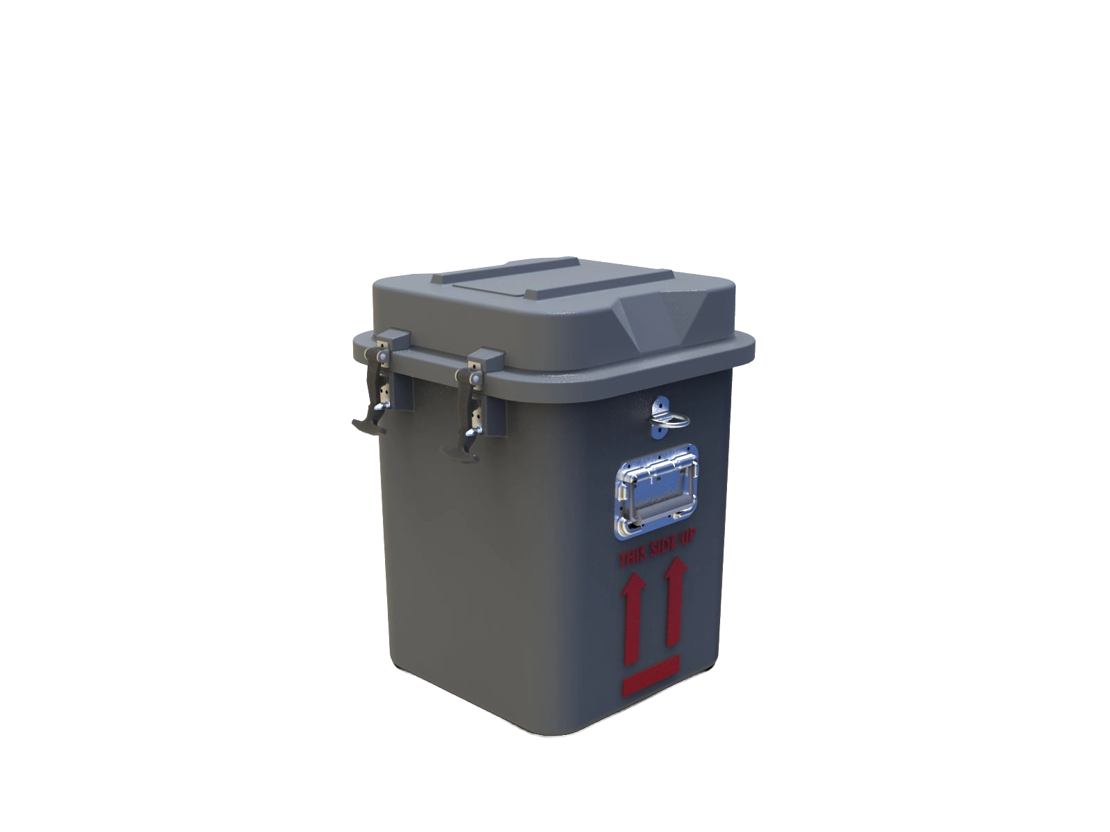 VS4-3 Vapor Shipper,"Gray insulated shipping container with latched lid and side handle"