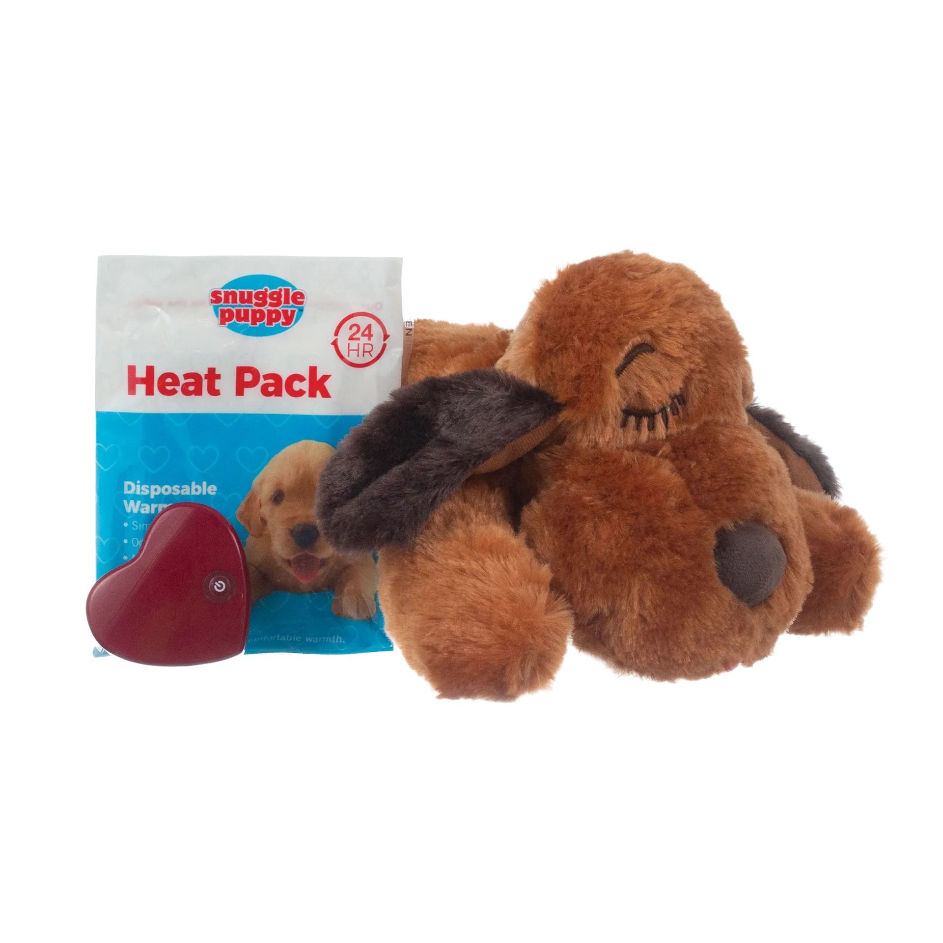 Snuggle Puppy & Kitten,"Brown plush dog with heart insert and heat pack pouch"