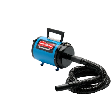 Air Force Commander Two Speed Dryer,"Blue canister dryer with black hose and handle"