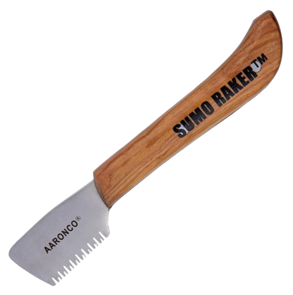 Aaronco Sumo Raker Stripping Knife,"Wood-handled stripping knife with notched metal blade"