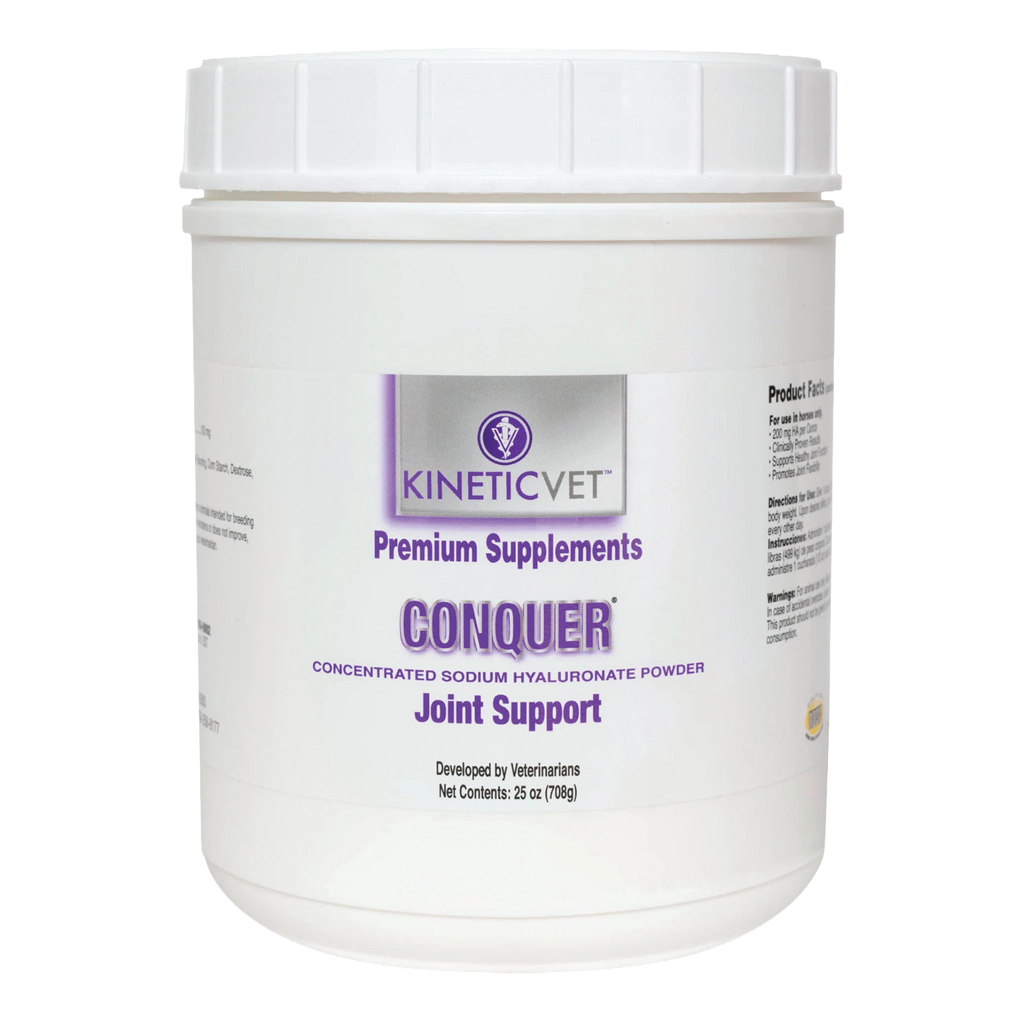 Conquer®,"White plastic powder tub with screw-top lid"