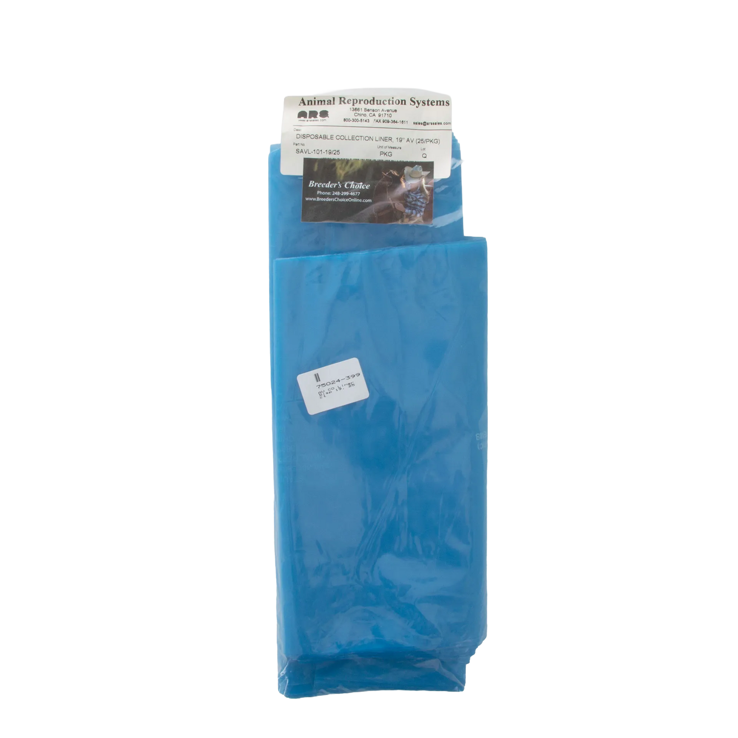 ARS CO model Disposable Collection Liners,"Blue plastic liner sleeves in clear bag"
