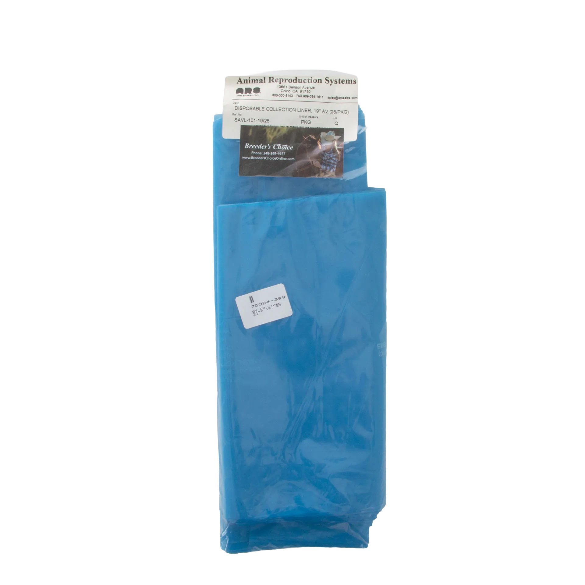ARS CO model Disposable Collection Liners,"Blue plastic liner sleeves in clear bag"