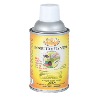 Country Vet® Mosquito & Fly Spray,"Aerosol spray can with white cap and yellow label"